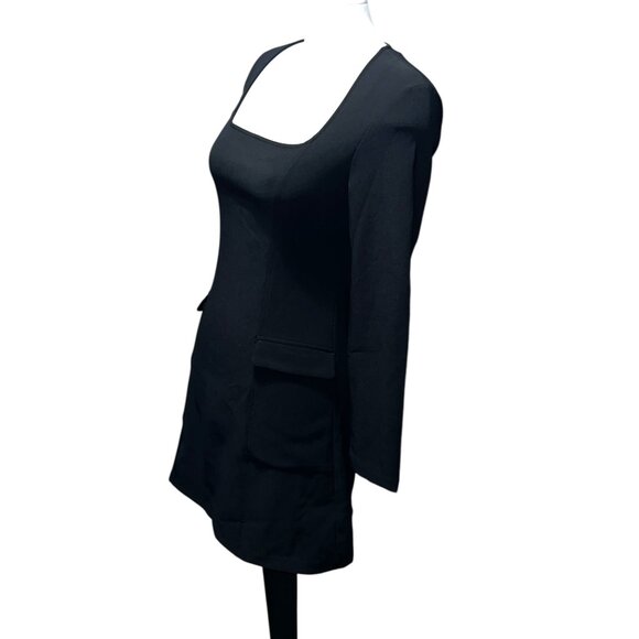 Halara Long Sleeve Square Neck Mini Cargo Work Dress Sz Small Black - Picture 13 of 16